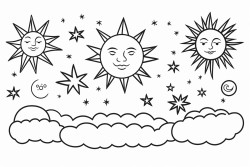 soothing celestial elements like suns moons and stars to evoke feelings of peace purpose and clarity