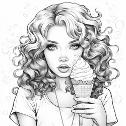 a cute girl eating ice cream