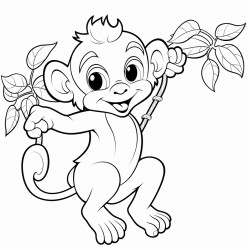 cute monkey swinging on a vine