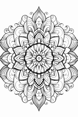 intricate modeldala design black and white symmetrical patterns with detailed flourishes created using fine line art techniques suitable for coloring digital illustration artistic genre