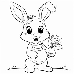 a cute rabbit carrying a carrot on a farm