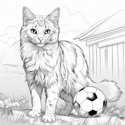 cat playing soccer