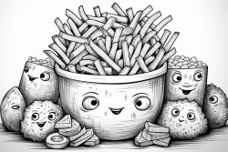 french fries with cute eyes nose and mouth
