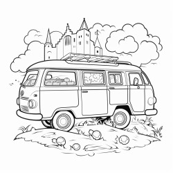 a castle van that has a picnic inside