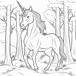 a unicorn in the forest