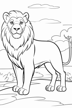 a lion in the savana