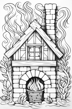 ein wunderschner kamin mit einem feuer an einer wand in einem blockhaus