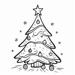 a large christmas tree with ornaments tinsel and a star on top