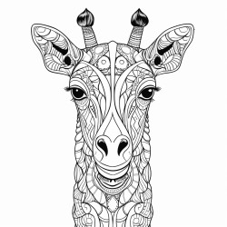 giraffe mandala white background black line art