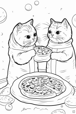 cats in space eating pizza