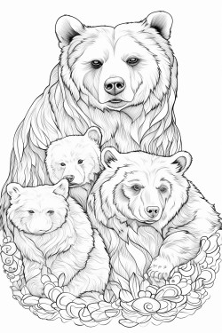 family of bears with mom dad older brother and 2 younger sisters going about life