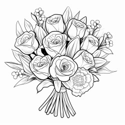 bouquet of roses and daisies and tulips