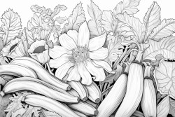 un jardin crole de la runion avec une case typique des bananiers papayers fleurs lgumes