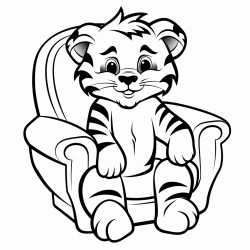 tiger sit on chair