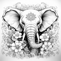 cute elephant with flowers or abstract designs