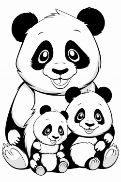 a happy panda family