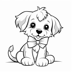 cute puppy with a ribbon