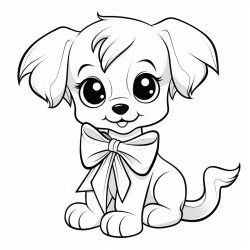 cute puppy with a ribbon