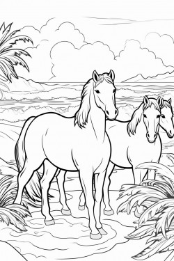 horses on hawaiin beaches