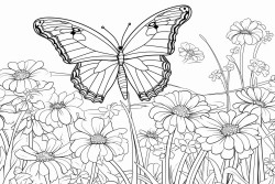 beautiful  butterfly hovering over beautiful  flower garden