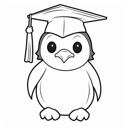 a penguin with a graduation cap