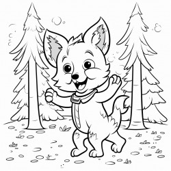 a dog dancing in the forest