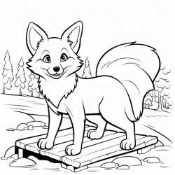 a red fox sitting on a bridge