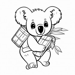 koala carrying library books minimal detail for children 6 to 8 years old