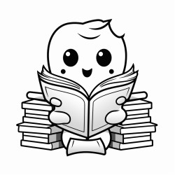s cute ghost reading a book in a library