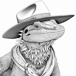bearded dragon with a cowboy hat