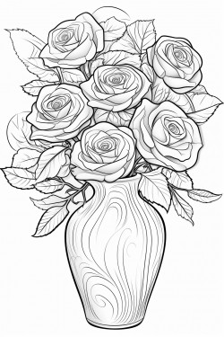 a vase of roses