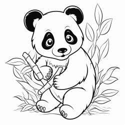 panda siedzi umiechnita wrd bambusw