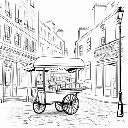 cotton candy cart in old street of paris