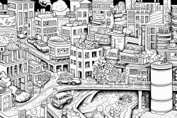 a city with wealth high employment traffic pollution and overcrowding