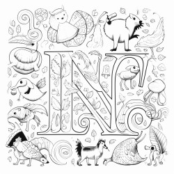 whimsical animal and alphabet coloring book