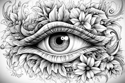 mystical eyeball with cool colors and shapes