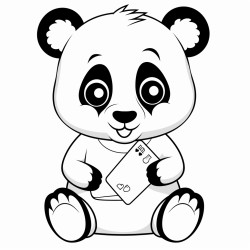 baby panda holding two playing card 7 spade