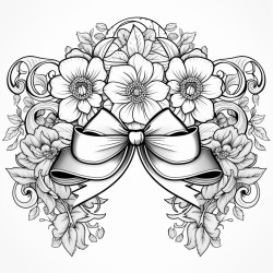 breast cancer ribbon with floral mandala in background