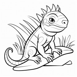 cute and simple iguana with bold lines
