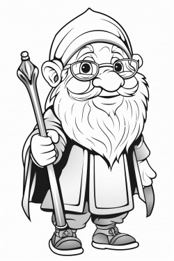 a cute dwarf grandpa wears glasses and leans on a cane