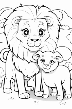 cute sheep and a lion together