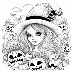 kawai style hallowen illustration