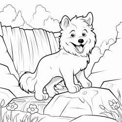adog dancing waterfall