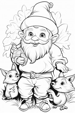 gnome playing with forest animals