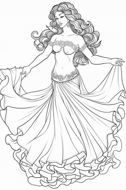 art nouveau style authentic hawaiian hula dancer