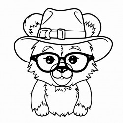 dessine moi un paresseux animal il porte des lunettes un chapeau de cowboy et il est dans une classe