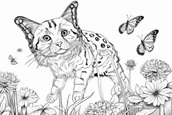 a playful cat chasing butterflies 0