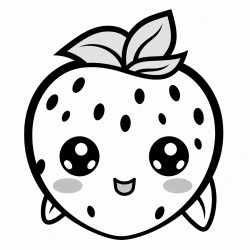 kawaii strawberry with bold lines for coloring in