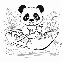 panda in a rowboat