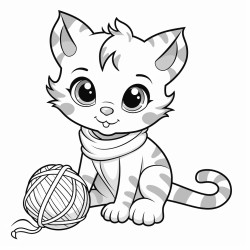 a cat playing with a ball of yarn